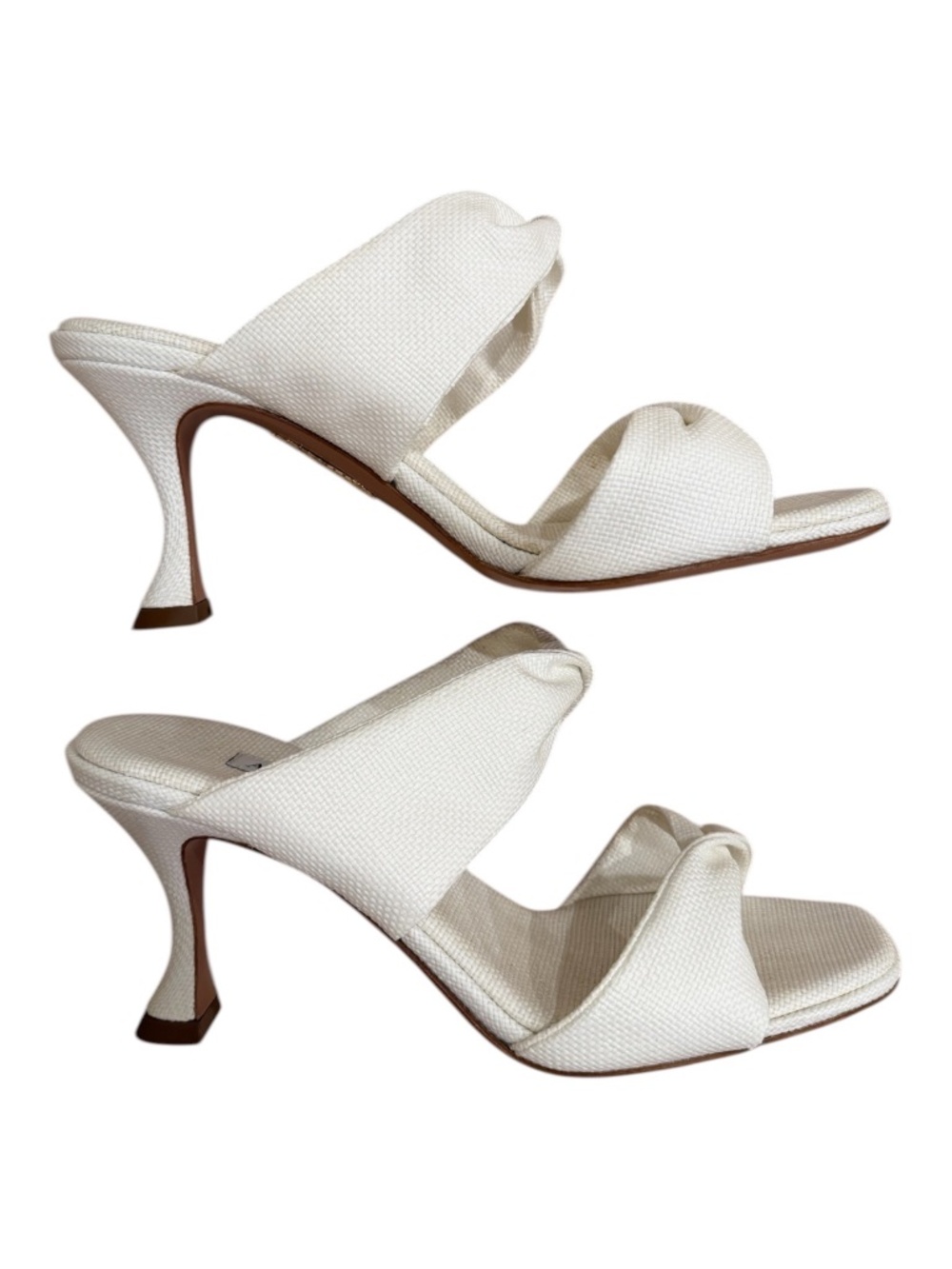 Aquazzura White Raffia Twist Sandals EU 37 Bridal Wedding Heel 75mm - WITH BOX